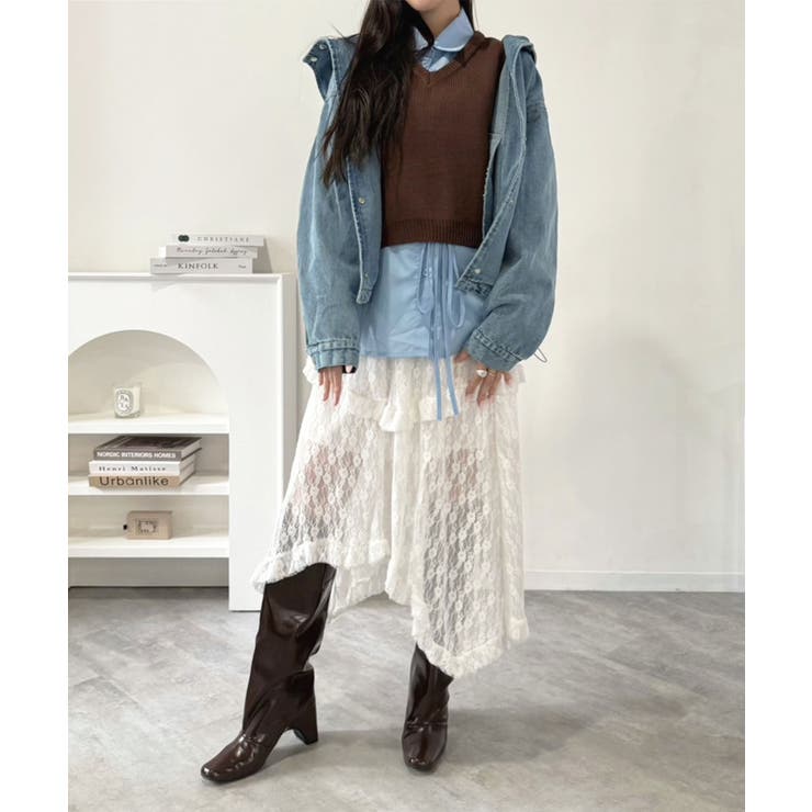 オーバーサイズフーディーデニムブルゾン | Jewelobe | 詳細画像5 