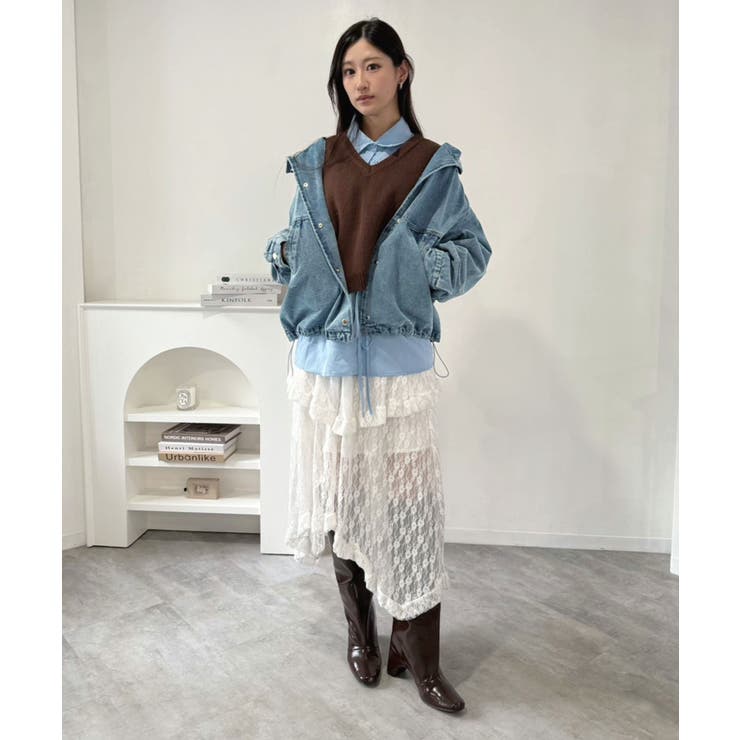 オーバーサイズフーディーデニムブルゾン | Jewelobe | 詳細画像8 