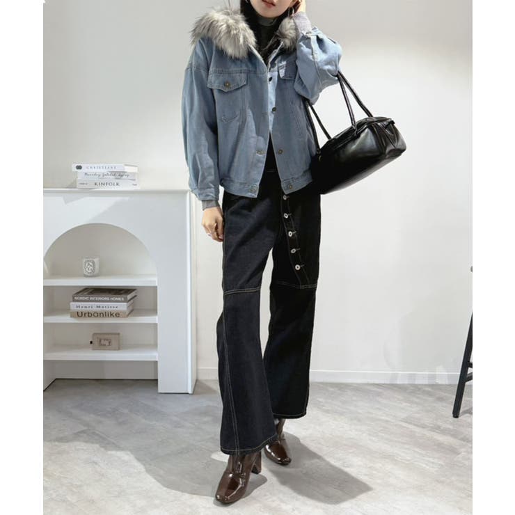 【ファー取り外し可】インナーボアデニムショートブルゾン | Jewelobe | 詳細画像10 