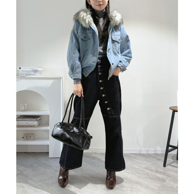 【ファー取り外し可】インナーボアデニムショートブルゾン | Jewelobe | 詳細画像11 