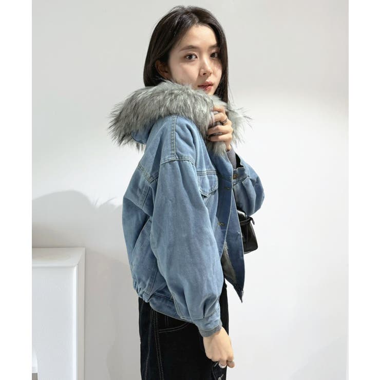 【ファー取り外し可】インナーボアデニムショートブルゾン | Jewelobe | 詳細画像4 