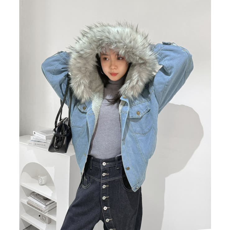 【ファー取り外し可】インナーボアデニムショートブルゾン | Jewelobe | 詳細画像5 