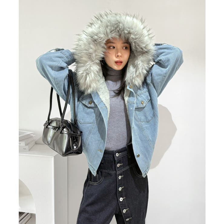 【ファー取り外し可】インナーボアデニムショートブルゾン | Jewelobe | 詳細画像6 