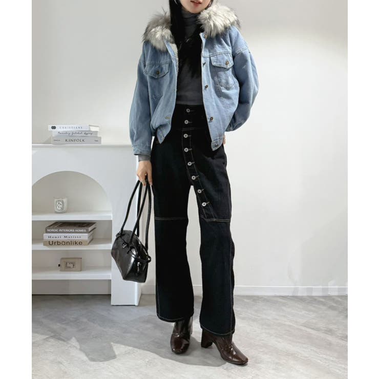 【ファー取り外し可】インナーボアデニムショートブルゾン | Jewelobe | 詳細画像7 