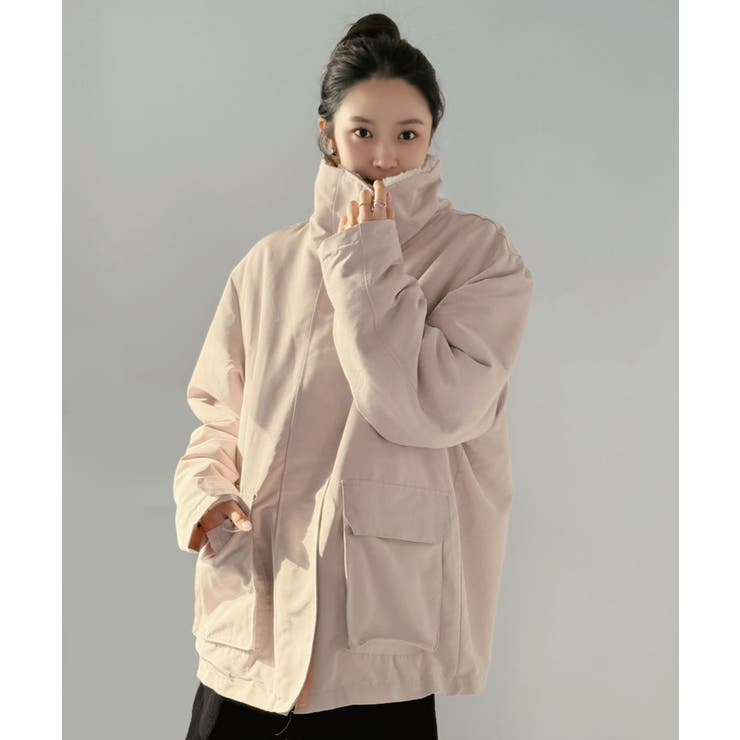 ピンク | インナーファースタンドカラーミリタリージャケット | Jewelobe