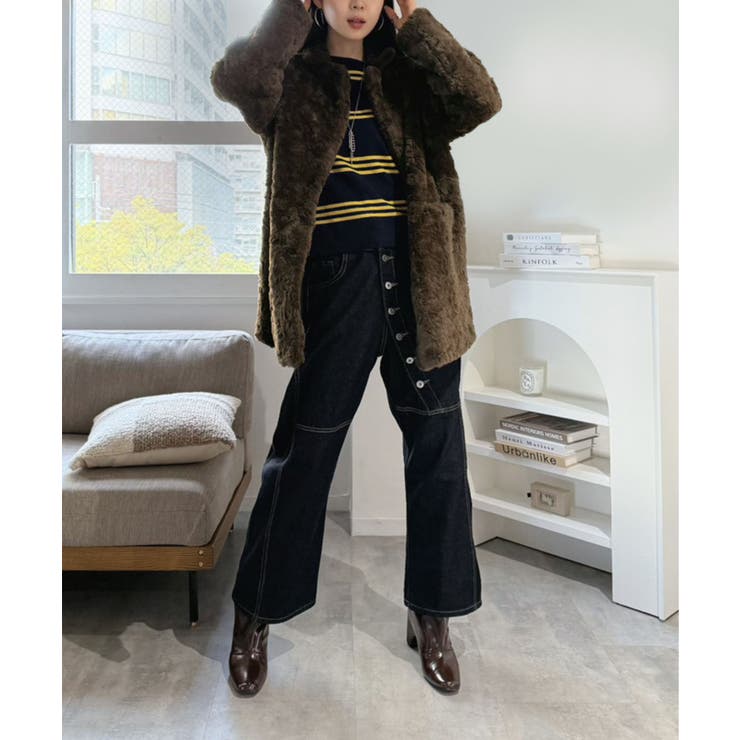 フェイクファーピークドラペルミディコート | Jewelobe | 詳細画像9 