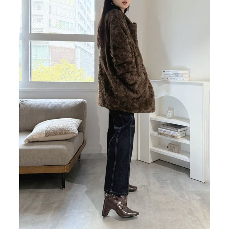 フェイクファーピークドラペルミディコート | Jewelobe | 詳細画像11 