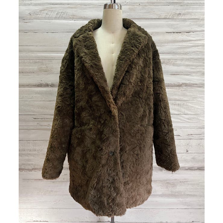 フェイクファーピークドラペルミディコート | Jewelobe | 詳細画像14 