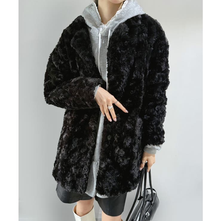 フェイクファーピークドラペルミディコート | Jewelobe | 詳細画像19 