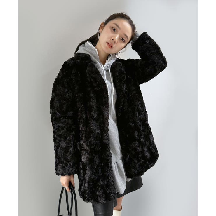 フェイクファーピークドラペルミディコート | Jewelobe | 詳細画像21 