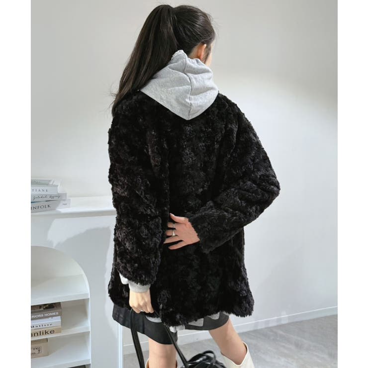 フェイクファーピークドラペルミディコート | Jewelobe | 詳細画像24 