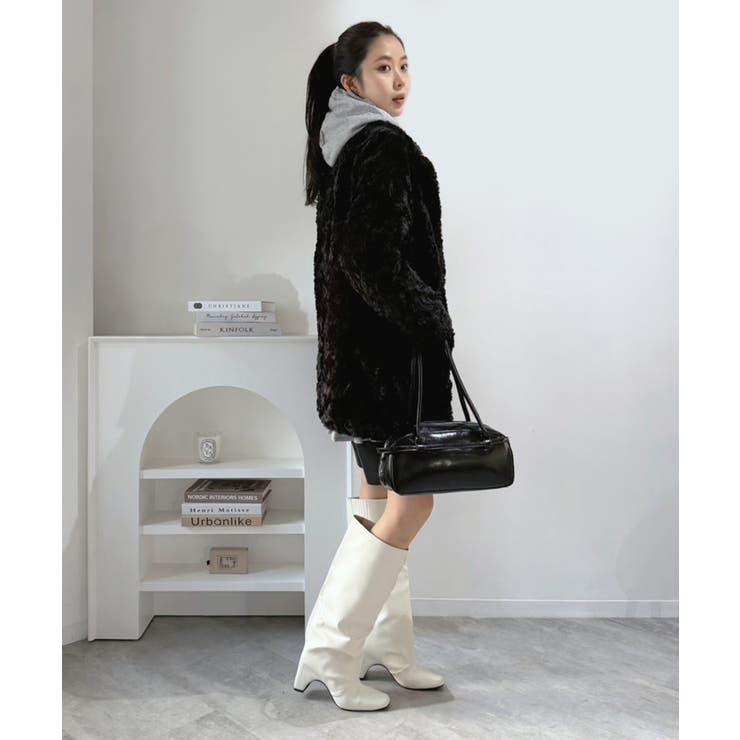 フェイクファーピークドラペルミディコート | Jewelobe | 詳細画像25 