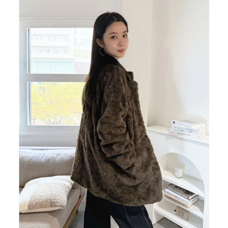 フェイクファーピークドラペルミディコート | Jewelobe | 詳細画像7 