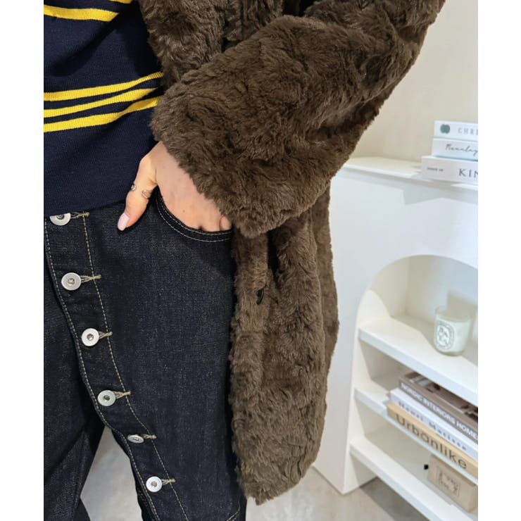 フェイクファーピークドラペルミディコート | Jewelobe | 詳細画像8 