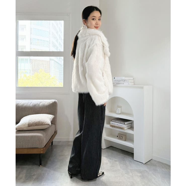 ビッグカラーフェイクファーショートコート | Jewelobe | 詳細画像12 