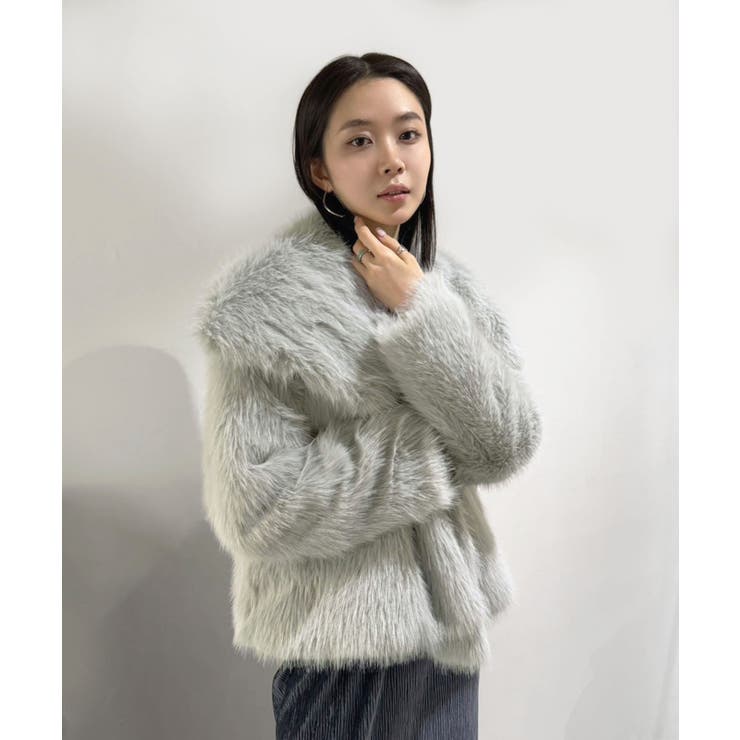 ビッグカラーフェイクファーショートコート | Jewelobe | 詳細画像18 