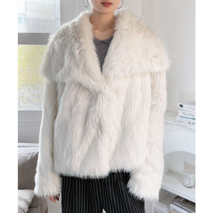 ビッグカラーフェイクファーショートコート | Jewelobe | 詳細画像2 