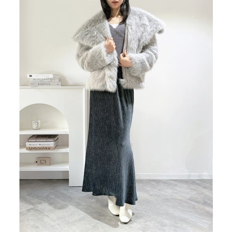 ビッグカラーフェイクファーショートコート | Jewelobe | 詳細画像20 