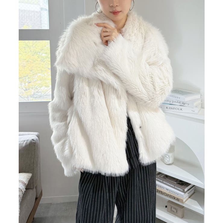 ビッグカラーフェイクファーショートコート | Jewelobe | 詳細画像3 