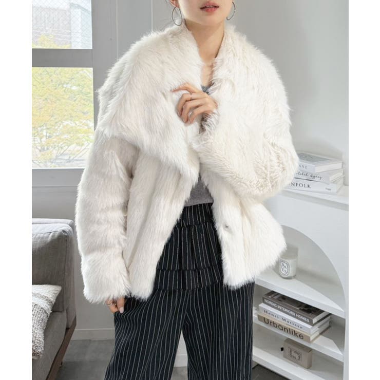 ビッグカラーフェイクファーショートコート | Jewelobe | 詳細画像4 