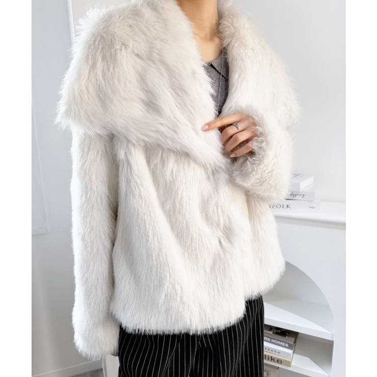 ビッグカラーフェイクファーショートコート | Jewelobe | 詳細画像6 