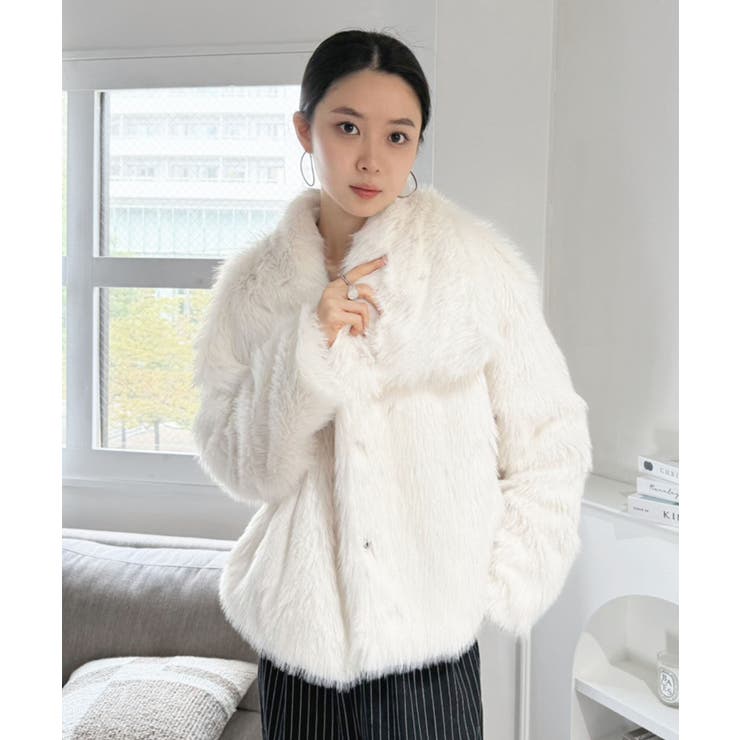 ビッグカラーフェイクファーショートコート | Jewelobe | 詳細画像9 