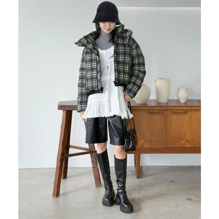 スタンドフーディーチェックパファーブルゾン | Jewelobe | 詳細画像20 