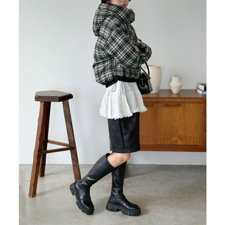 スタンドフーディーチェックパファーブルゾン | Jewelobe | 詳細画像22 