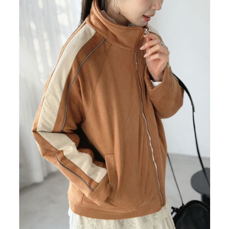 ブラウン | スエードタッチスリーブラインスポーティーブルゾン | Jewelobe