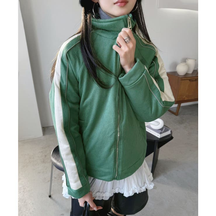 グリーン | スエードタッチスリーブラインスポーティーブルゾン | Jewelobe