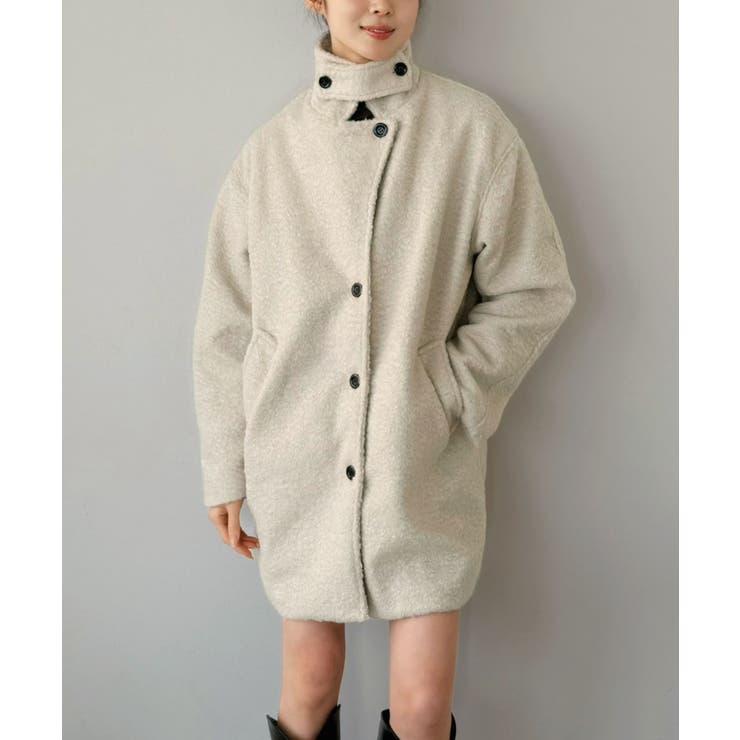アイボリー | マルチウェイカーリーシャギーミディコート | Jewelobe