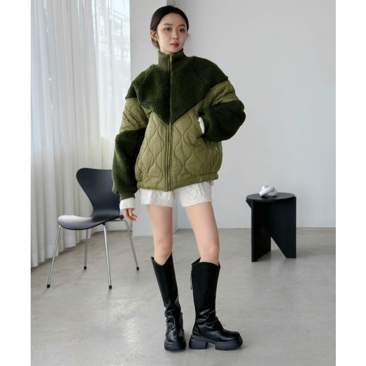 ボア×キルティングビッグシルエットブルゾン[品番：JLBW0001715