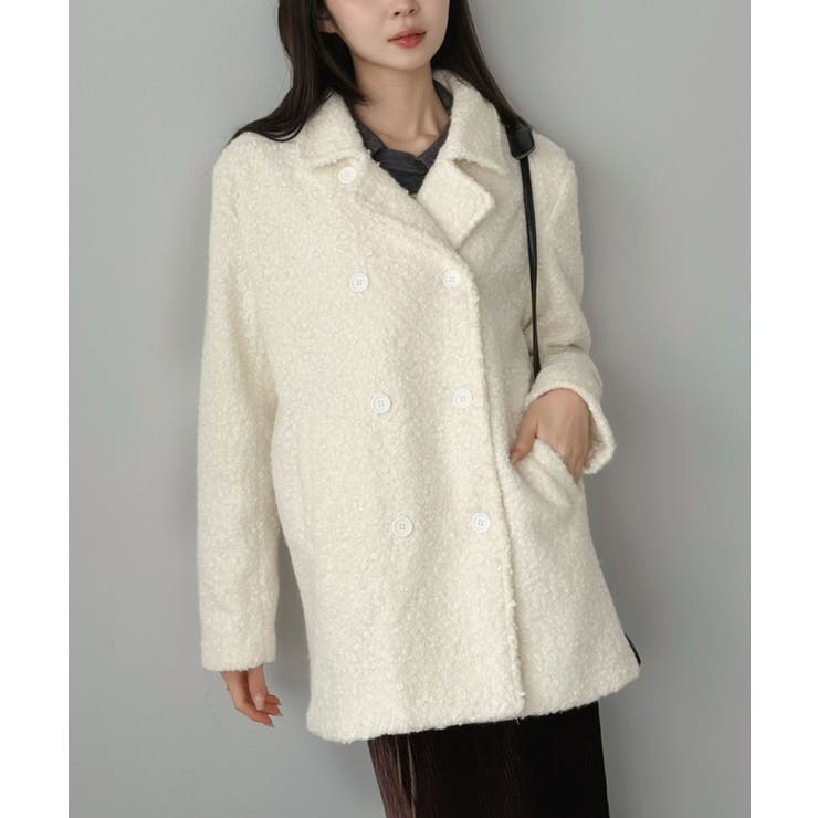 オフホワイト | カーリーボアミディコート | Jewelobe