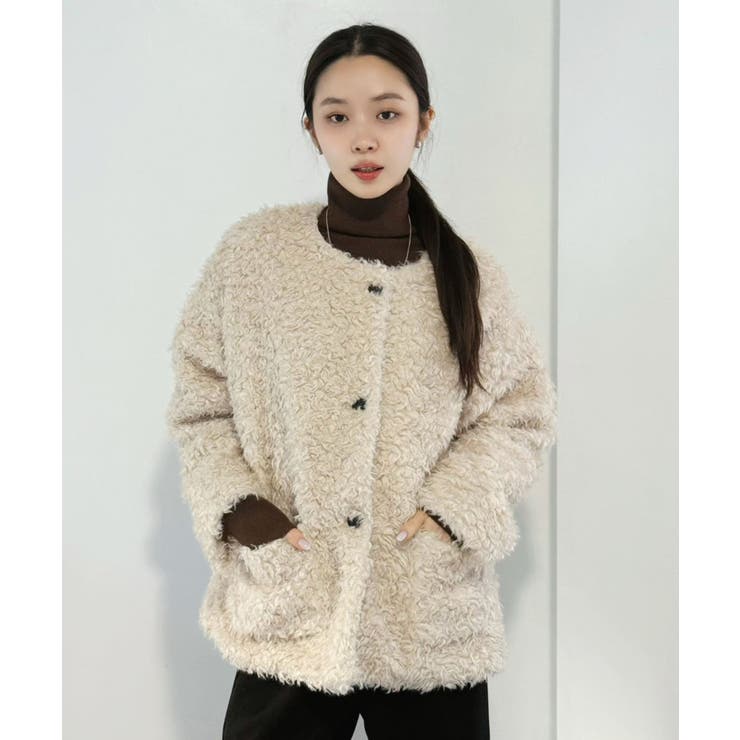 ノーカラールーズカーリーフェイクファーコート | Jewelobe | 詳細画像1 