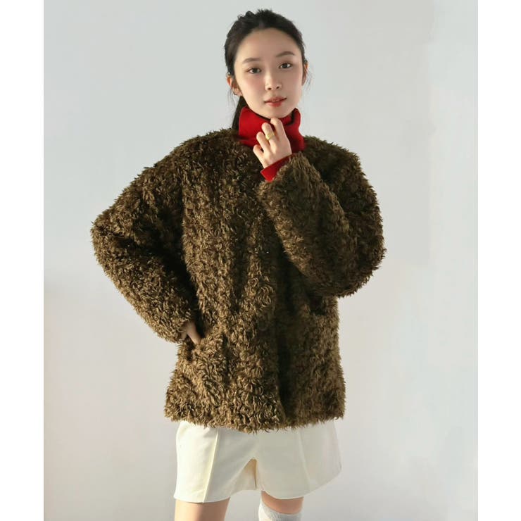 ノーカラールーズカーリーフェイクファーコート | Jewelobe | 詳細画像16 