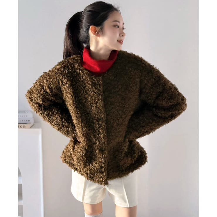 ノーカラールーズカーリーフェイクファーコート | Jewelobe | 詳細画像20 