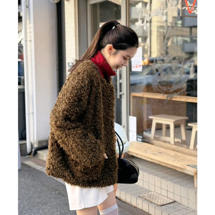 ノーカラールーズカーリーフェイクファーコート | Jewelobe | 詳細画像22 