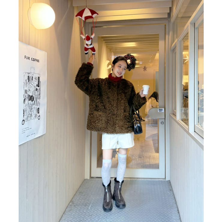 ノーカラールーズカーリーフェイクファーコート | Jewelobe | 詳細画像28 