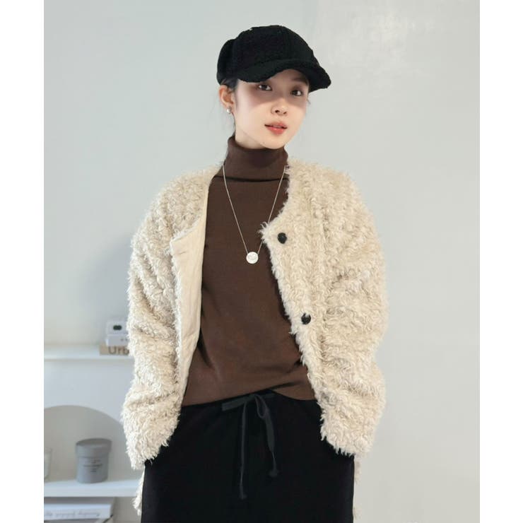 ノーカラールーズカーリーフェイクファーコート | Jewelobe | 詳細画像3 