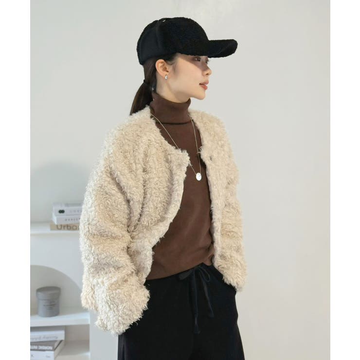 ノーカラールーズカーリーフェイクファーコート | Jewelobe | 詳細画像4 