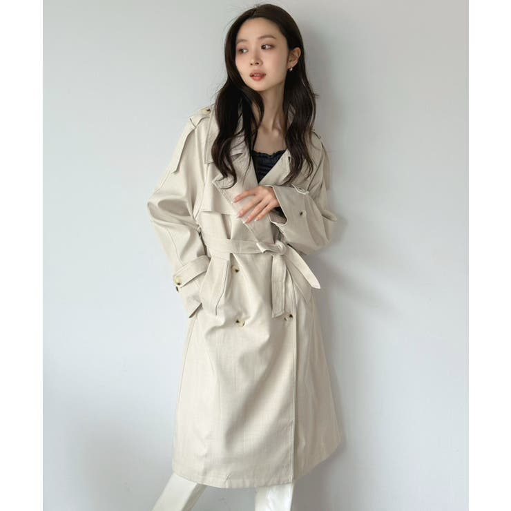 アイボリー | ダブルブレストルーズトレンチコート | Jewelobe