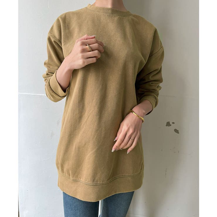 ベージュ | ヴィンテージウォッシュ風オーバーサイズTシャツ | Jewelobe