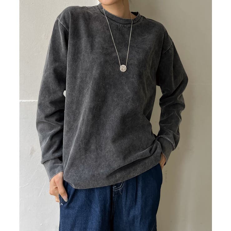 ブラック | ヴィンテージウォッシュ風オーバーサイズTシャツ | Jewelobe