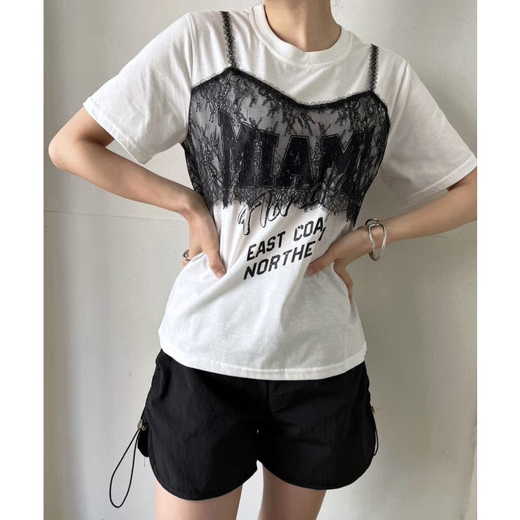 レースビスチェドッキングロゴTシャツ | Jewelobe | 詳細画像3 