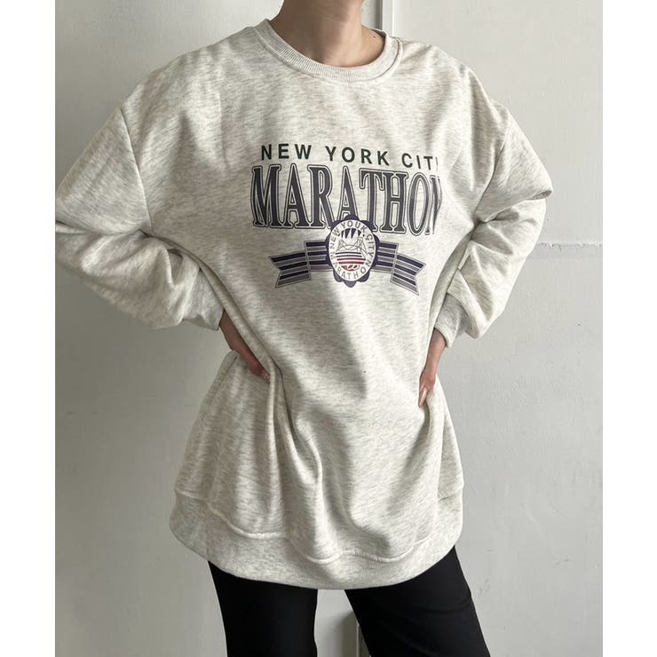 グレー | ロゴプリントルーズスウェットトップス | Jewelobe