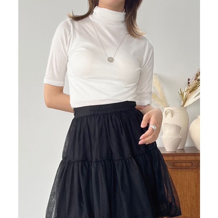 タートルネックハーフスリーブトップス | Jewelobe | 詳細画像1 