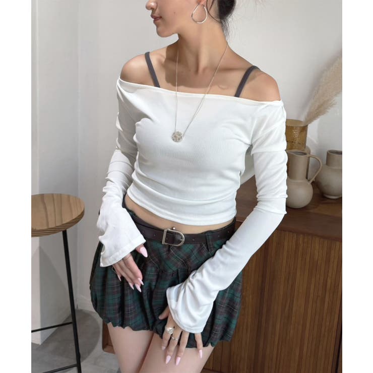 ホワイト | ルーズネックフードタイトカットソー | Jewelobe