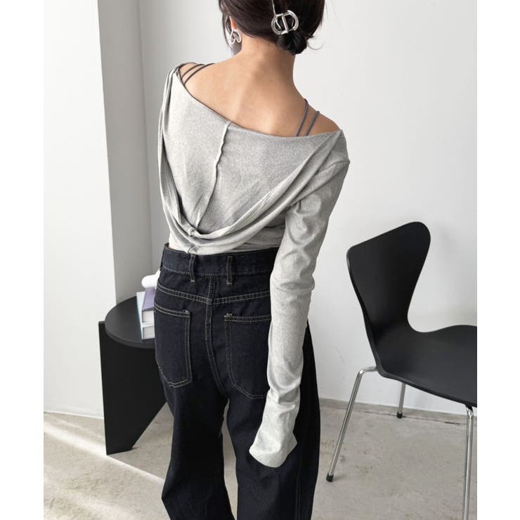 グレー | ルーズネックフードタイトカットソー | Jewelobe