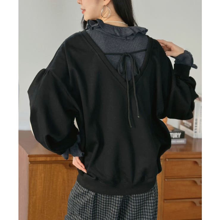 バックディープVネックボリュームウラゲプルオーバー | Jewelobe | 詳細画像18 