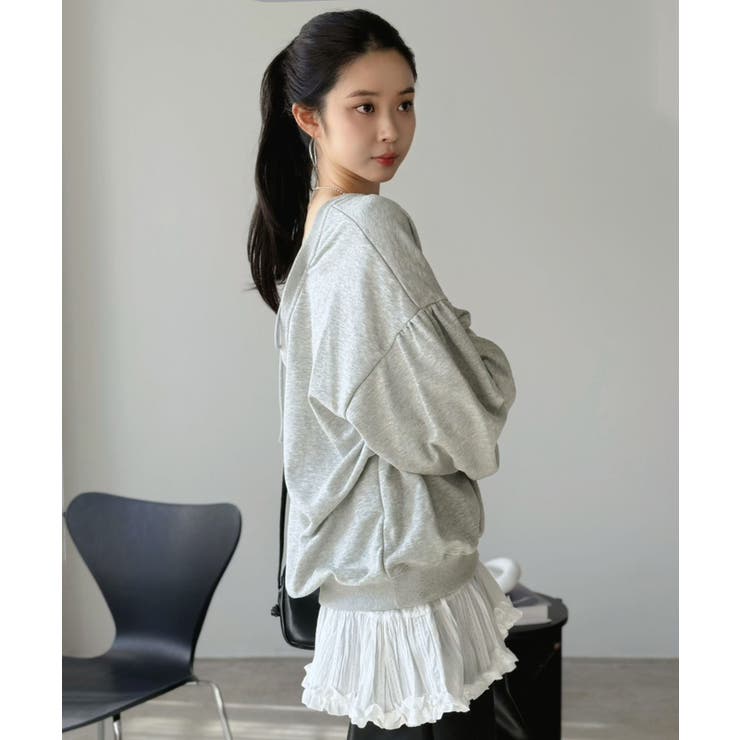 バックディープVネックボリュームウラゲプルオーバー | Jewelobe | 詳細画像4 